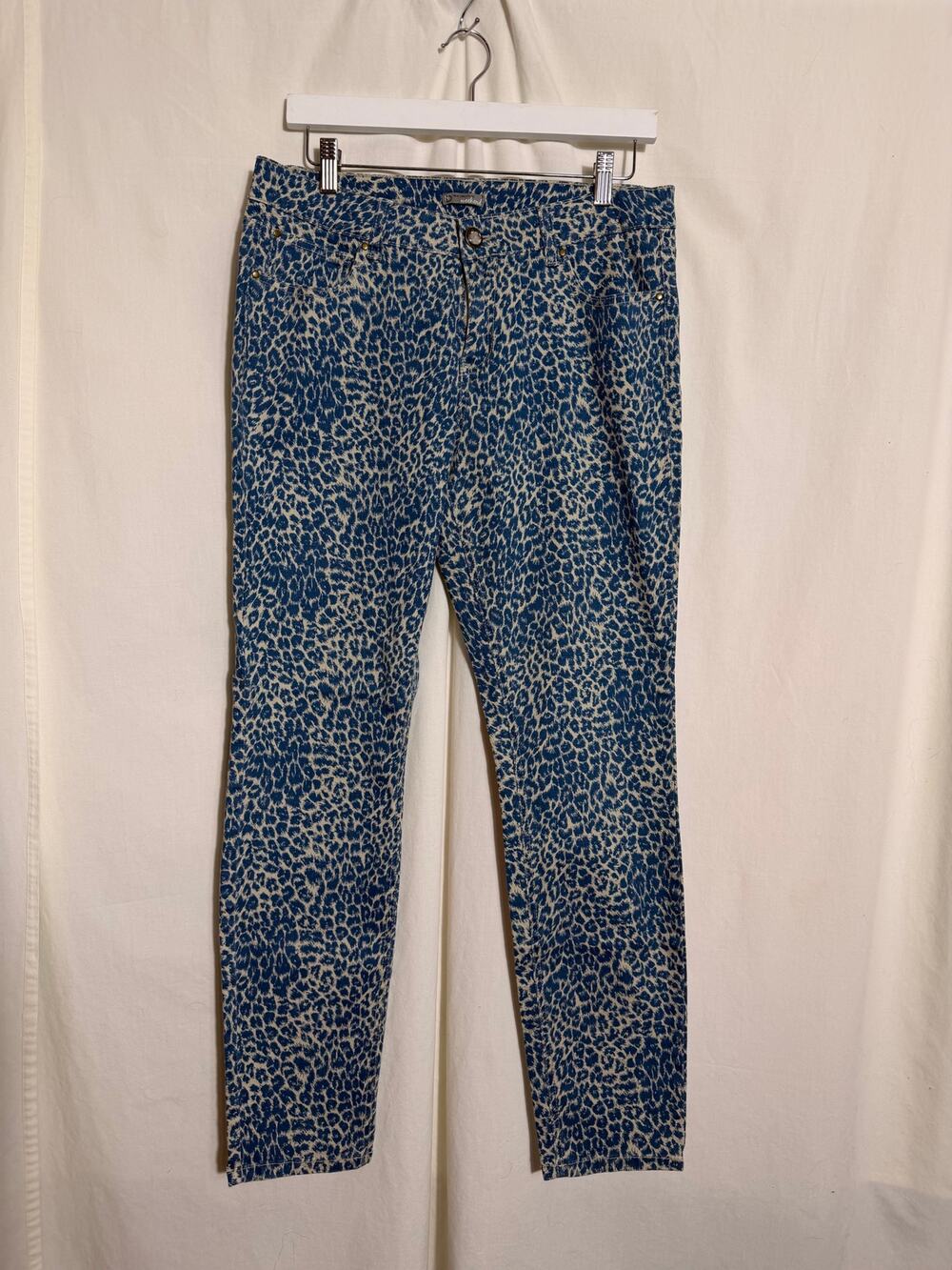 New Directions Weekend Blue Leopard Print Jeans Women’s Size 12